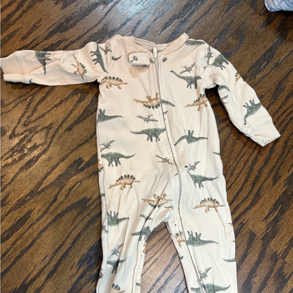 Carter's Tan Dinosaur Footie Pajamas
